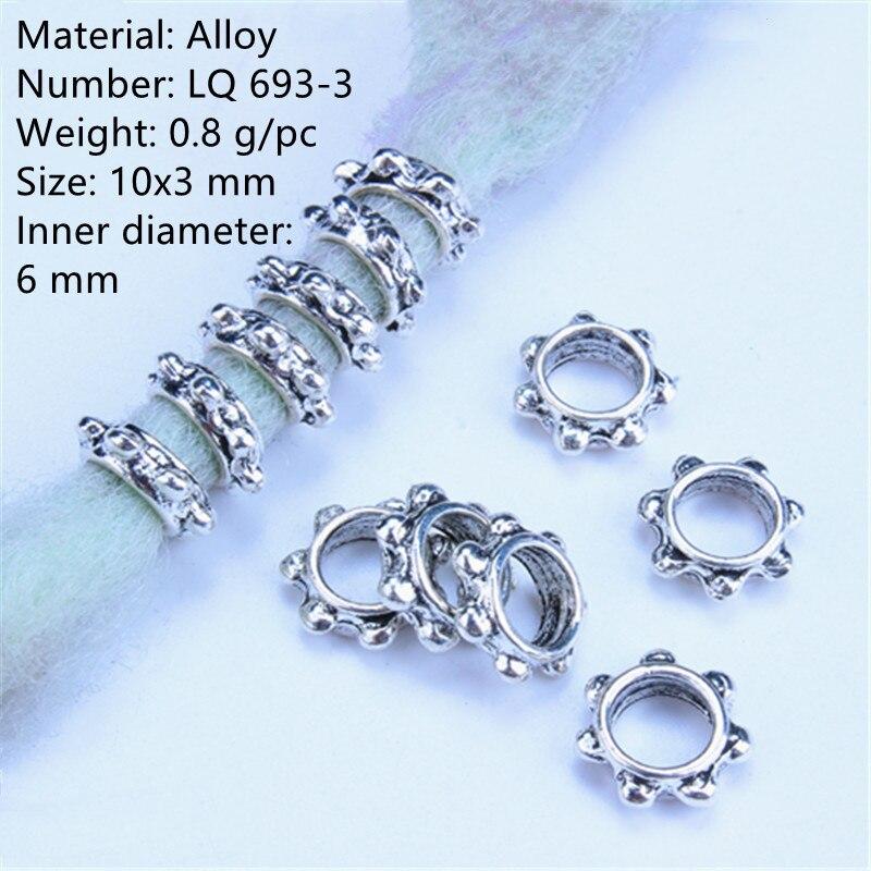 5pcs/bag Silver Metal Hair Rings Braid Dreadlocks Bead Hair Cuffs Dread Tube Charm Dreadlock for DIY Hair Accessaries