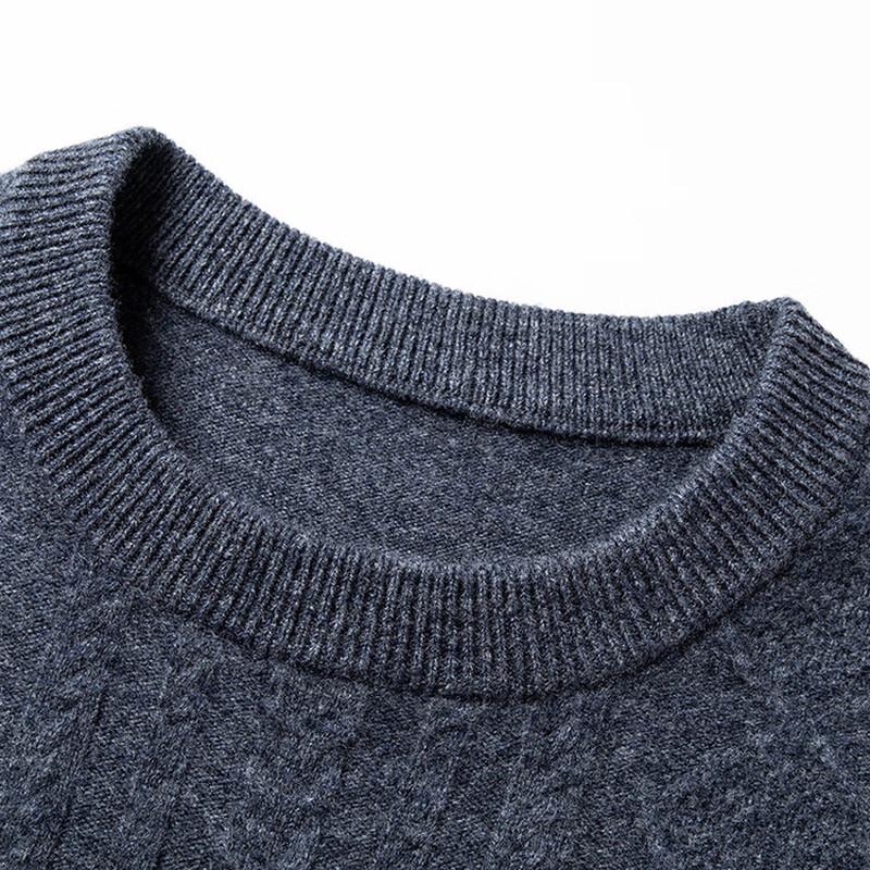 Hengyuanxiang Men's 100% Pure Wool Thickened Mock Neck Pullover Sweater