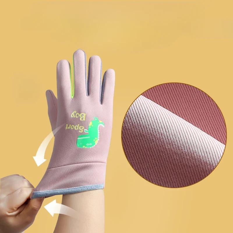 Зимние детские теплые перчатки для мальчиков и девочек для детей на открытом воздухе ветрозащитные перчатки для катания на лыжах и велоспорта светящиеся варежки для студентов и малышей