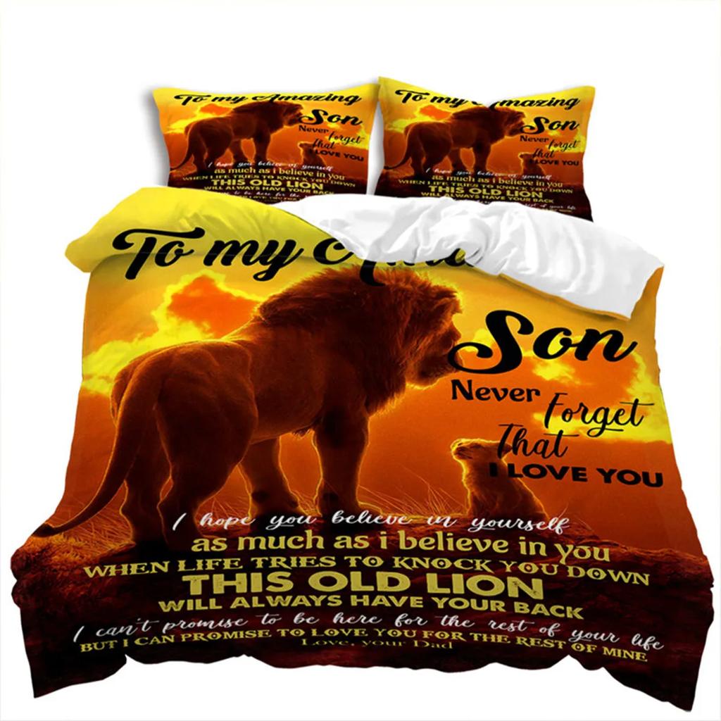 Letter Duvet Cover Abstract Word Print Wild Animal Theme The Meaningful Gift for Family and Friend Bedroom Decoration Queen Size