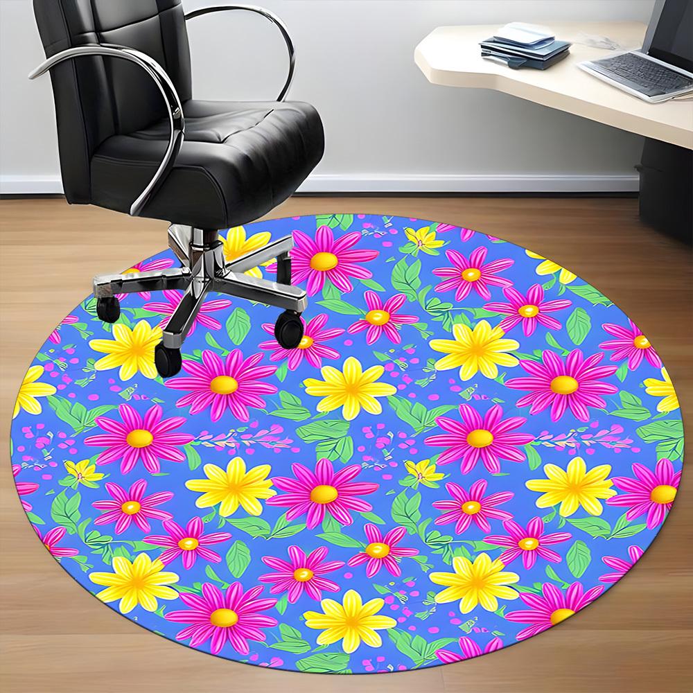 1pc Floral Pattern Chair Carpet for Office Non-Slip, Machine Washable Rug for Office, Room - Holiday Decor, Machine Made yy251016077