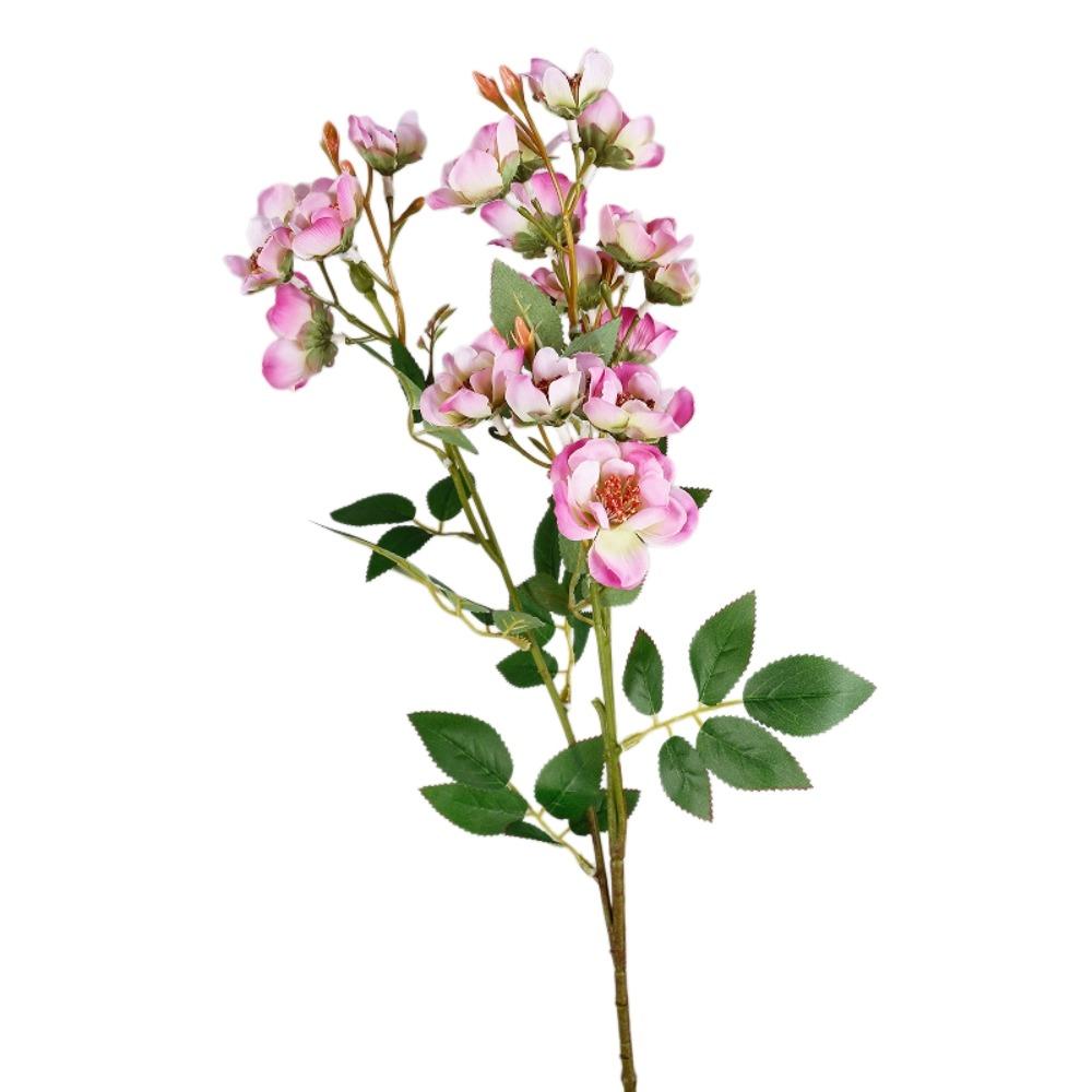 with Leaves Artificial Rose Flower Branch Multi-headed Rose Faux Flowers Home Office Decor