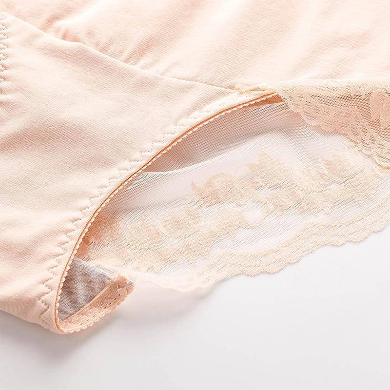 Mid-waist Abdomen Sexy Temptation Charming Underwear Women's Large Size Pure Cotton Crotch Hip-lifting Lace Transparent Shorts