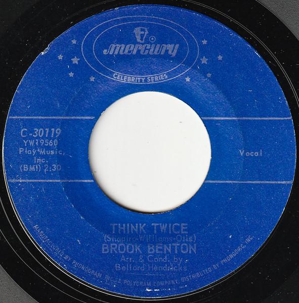 7-дюймовая пластинка БРУК БЕНТОН Think Twice Kiddio C30119 MERCURY US SoulFunk Б/у
