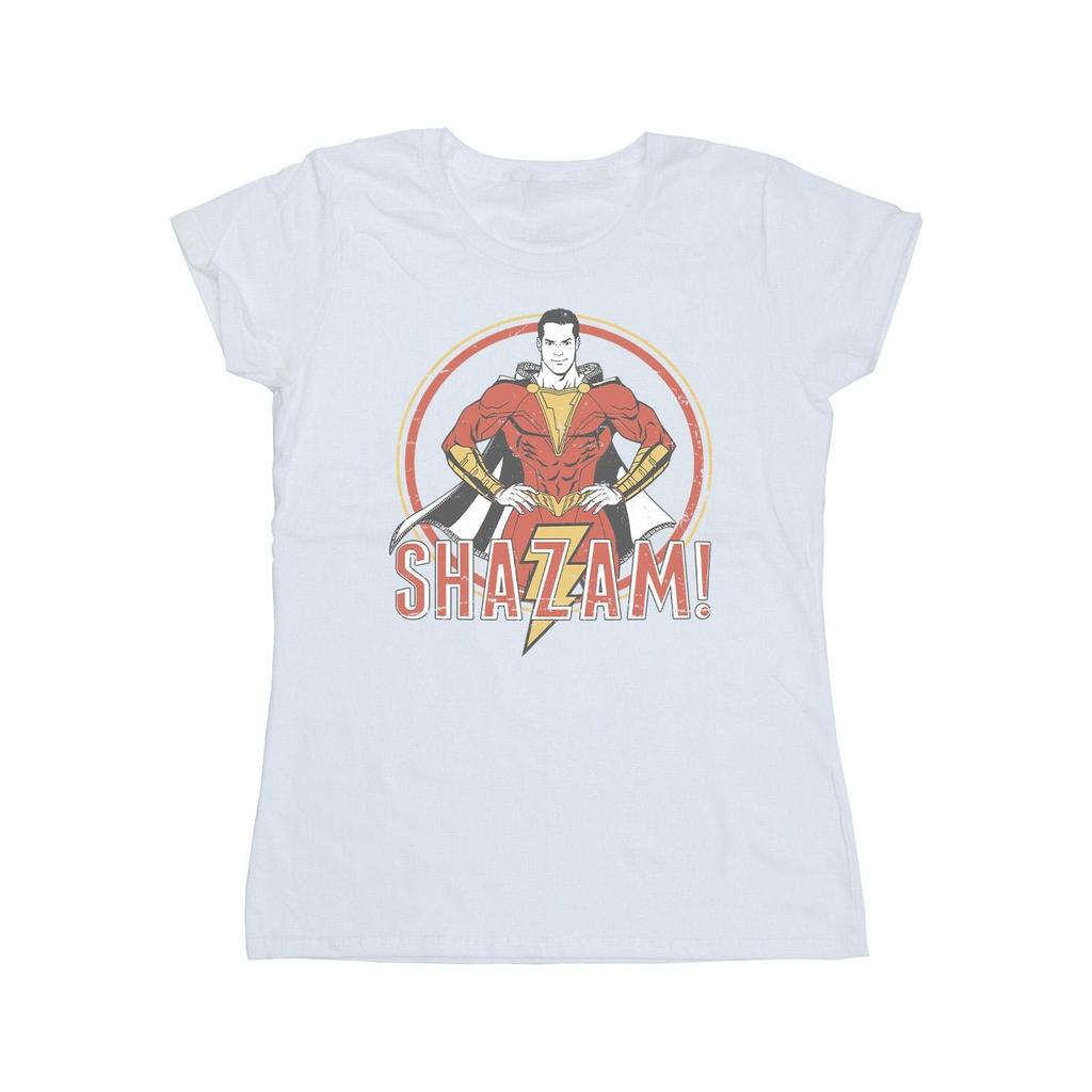 DC Comics Womens/Ladies Shazam Retro Circle Distressed Cotton T-Shirt