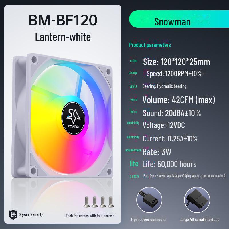 Сверхтихий вентилятор охлаждения для настольного компьютера Bingman 12 см, 12 В, цветной, без подсветки.