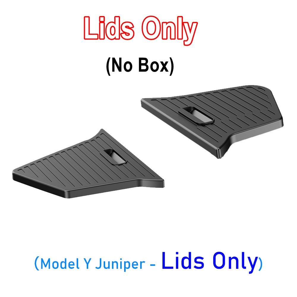 For Tesla Model Y Juniper 2025 Rear Trunk Side Storage Box Cargo Organizer TPE Bin Box Flocking Mat Partition Board Accessories