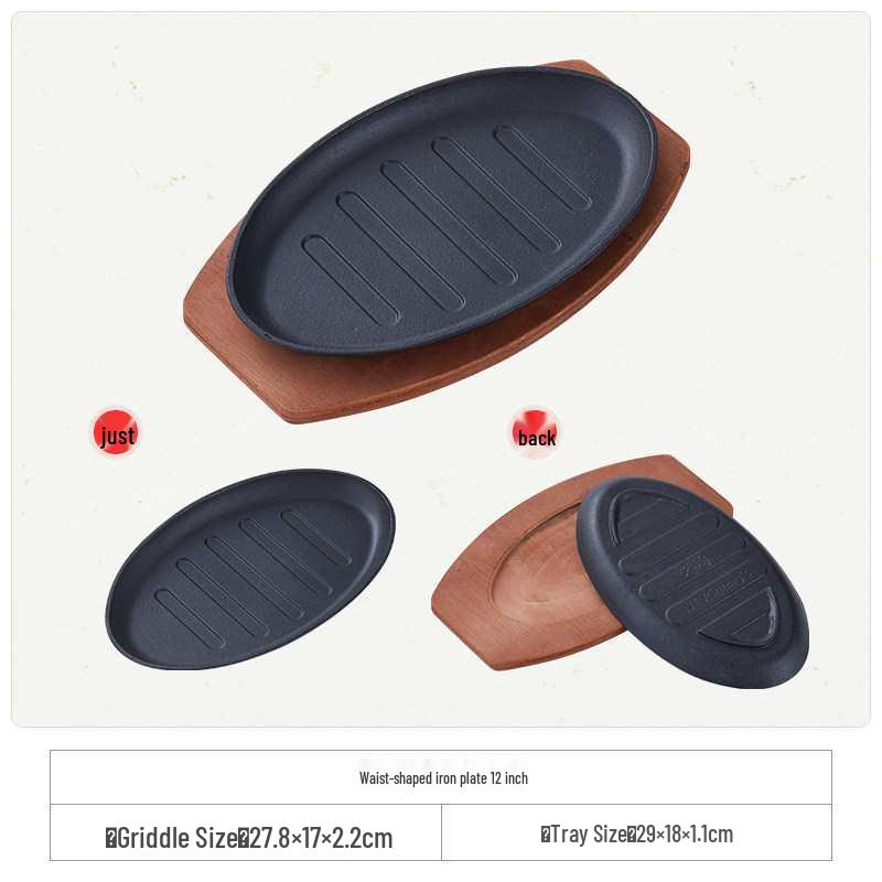 Cast Iron Rectangular Teppanyaki Barbecue Plate for Steak, Fish, and More