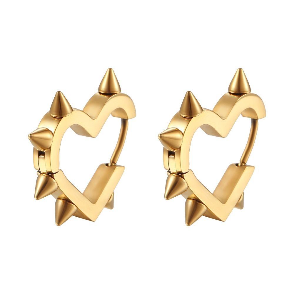 Y2K Punk Spike Rivet Ear Buckle Korean Style Goth Heart Earrings Fashion Jewelry Men