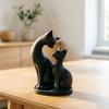 Фигурка Черного Кота 3D Печать Статуэтка Мамы и Котенка Милая Скульптура Животного для Настенной Полки Настольного Декора Подарки для Любителей Кошек