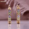 Rose Gold Color Inlaid Colorful Color Zircon U Style Earrings