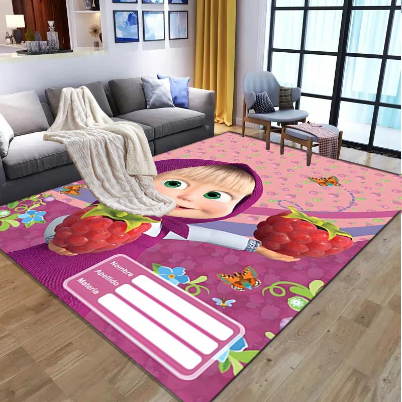 Masha and The Bear Pattern Rug, Indoor/Outdoor Mat, for Picnic, Gameroom, Bedroom, Office, Living Room, Home Decor Carpet, Birthday Gift