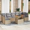 8-piece Garden Sofa Set with Beige Cushions Poly Rattan, 2-seater Garden Sofa with Storage and Cushions 3358415