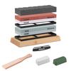 Akizora Knife Sharpening Stone, 400mm, 1000mm, 3000mm, 8000mm, Double-Sided Whetstone Set, Bamboo Non-Slip Stand, Fixed Angle Holder for Surface Resur