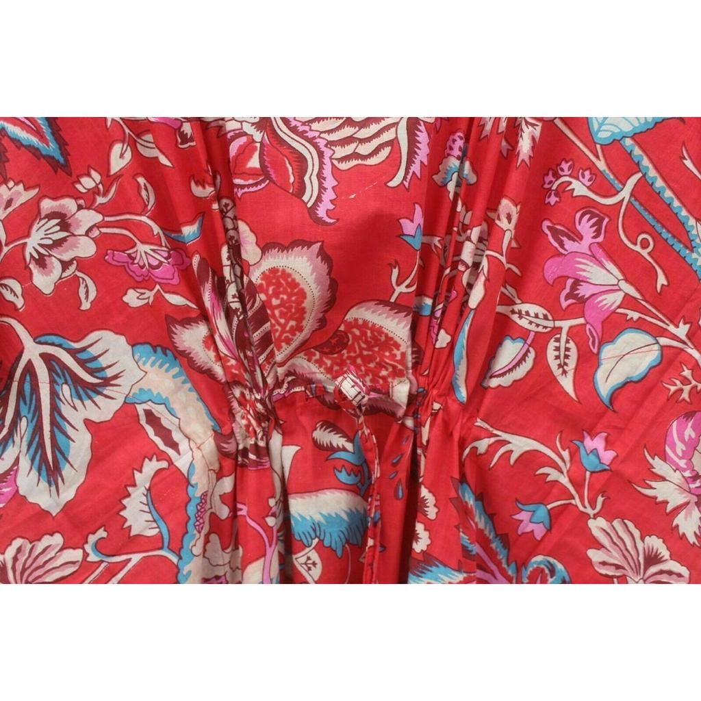 Индийская красная длинная роза с принтом хлопка в стиле хиппи макси женская ночная рубашка в стиле бохо платье-кафтан CKFTN-SCRN-FULL-BUYIT-029