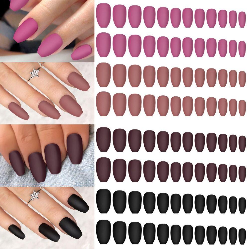 96pcs French Fake Nials Long Square and Ballerina Nail Tips Manicure False Nails DIY