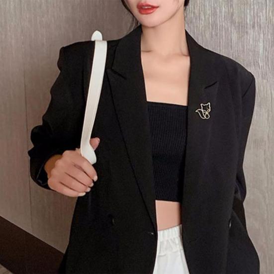 Women Brooch Hollow Fox Decor Stainless Exquisite Anti-slip Wear-resistant Coat Collar Hat Scarf Decoration Clothes Pin Garment Jewelry