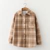 Lapel Long Sleeves Patch Pocket Single Breasted Woolen Coat Thickened Fluffy Lining Plaid Print Shirt Jacket Outerwear