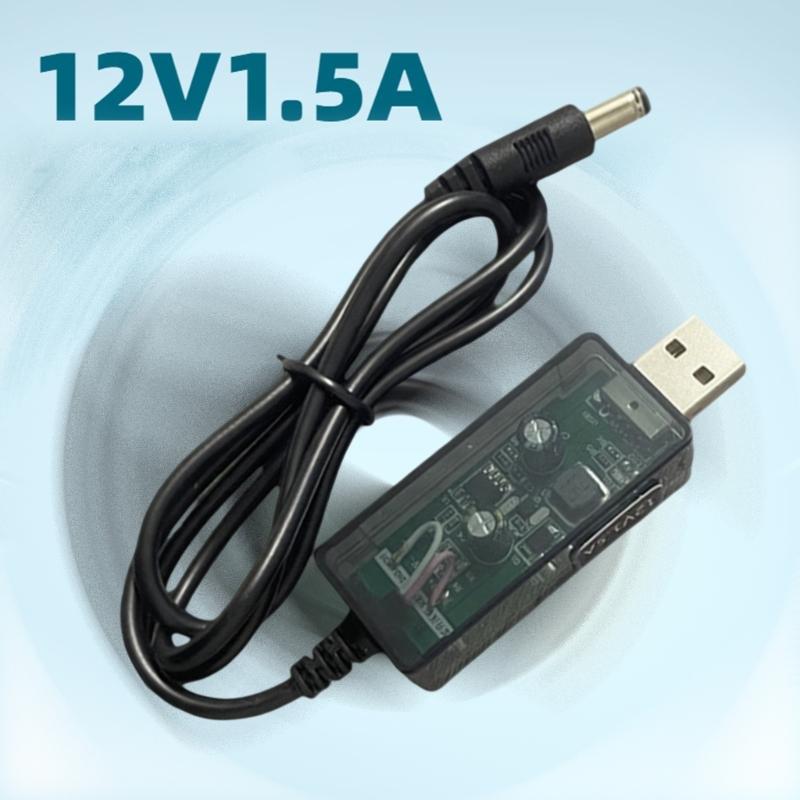 Кабель-усилитель USB на DC12V USB 5V на DC12V 1.5A Кабель-преобразователь Boost для зарядки роутеров Покрытие ПВХ Штекеры DC5.5x2.1mm