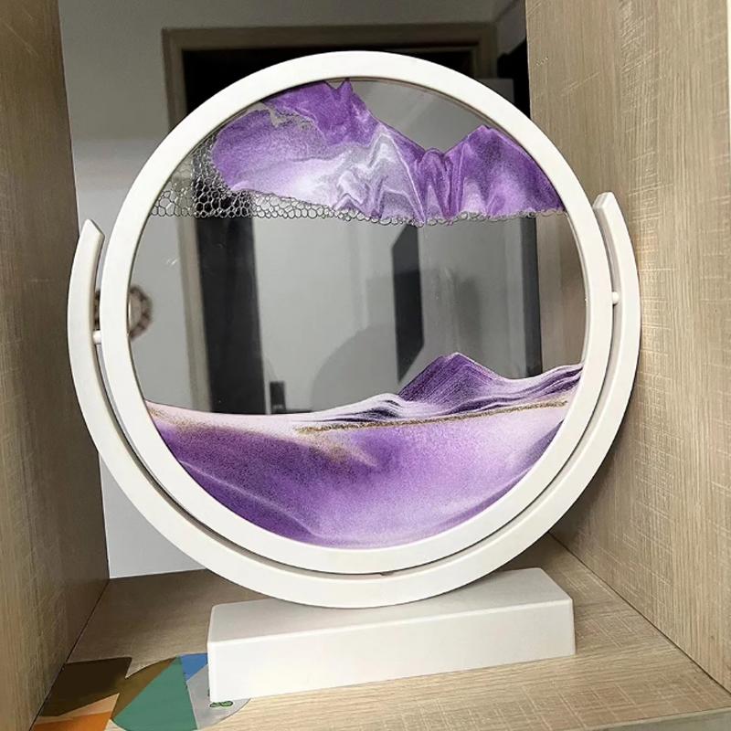 3D движущаяся картина из песка Песочные часы Белая рамка вращающееся круглое стекло Глубокий морской песчаный пейзаж Зыбучие пески Песочные часы для дома Декор Подарки