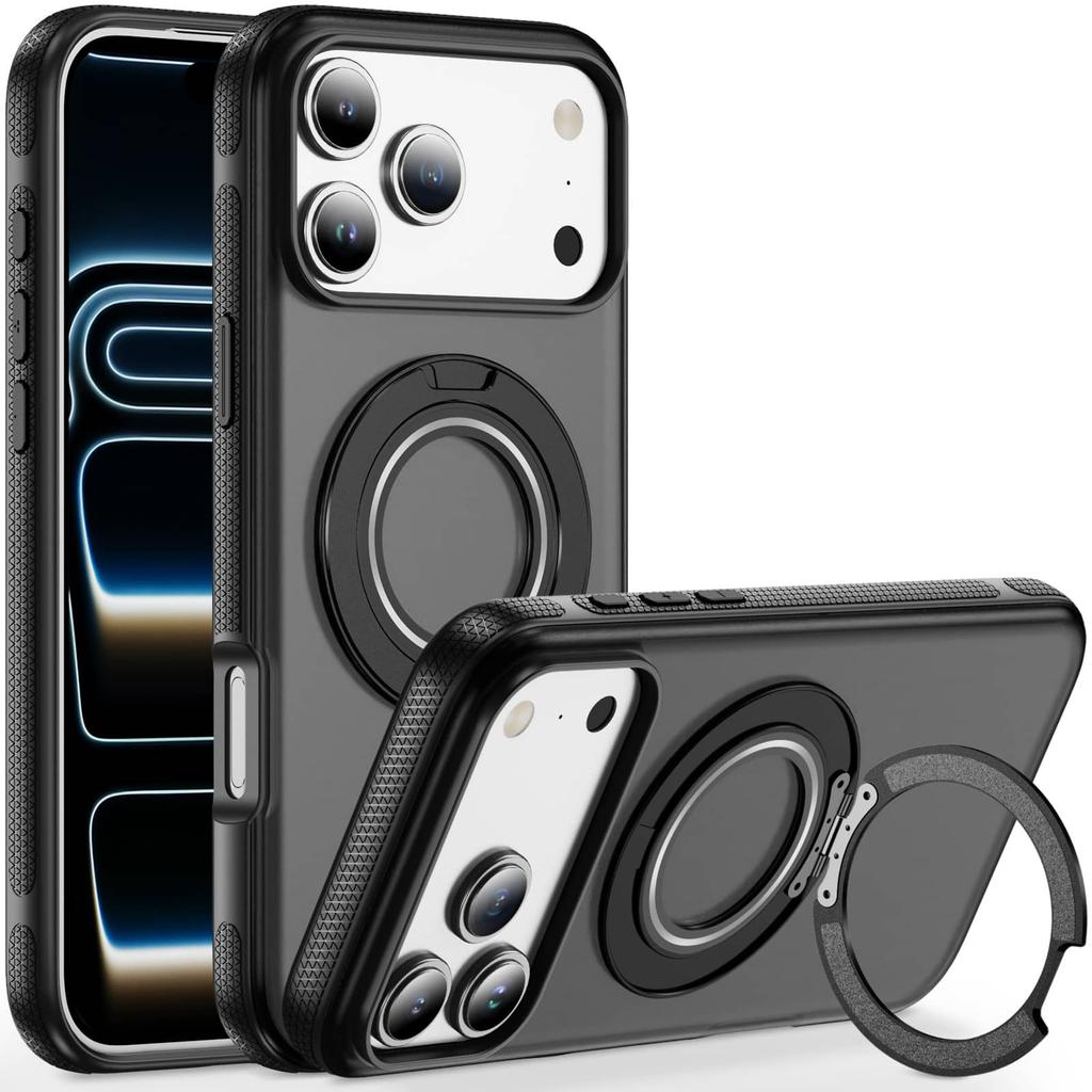 360 Магнитная подставка для чехла iPhone 17/Air/16/15/14/13/12 Pro Max 11, Подходит для магнитной вращающейся кольцевой подставки, Тонкий, полупрозрачный