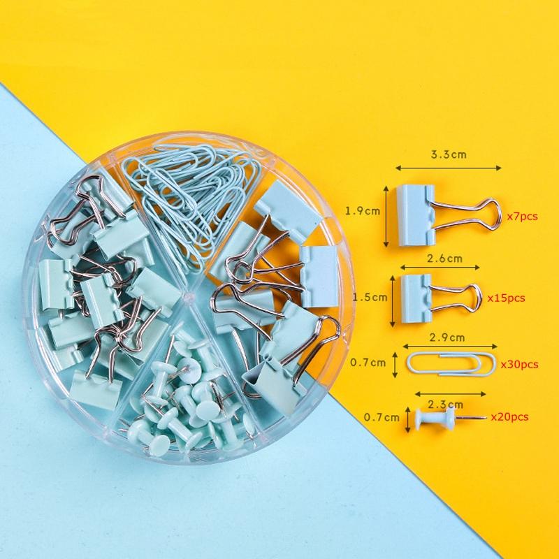 1 Box Color Binder Clips Paper Clips Push Pin Set Rose Gold Push Pins Cute Stationery For Office School Supplies