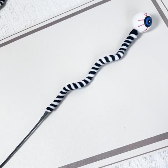 Хэллоуин Пики-глаза 15 дюймов Искусственные глазные яблоки Флористические пики Реалистичные Страшные Черно-белые полосатые Плюшевые ветки Декор для цветочной композиции Вечеринка