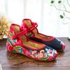 Handmade Vintage Women's Old Beijing Mary Jane Flats Chinese Embroidered Cloth Casual Denim Shoes Woman Big Size 34-43