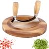 Ulu Cutter Set with Round Cutting Board Staniless Steel Rocker Chopper Slicer Cutter Rustproof Pizza Cutter Rocker Slicer