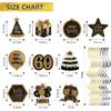 Happy 60th Birthday Hanging Swirls Streams Ceiling Decorations,Celebration Old Black and Gold Birthday Party Decorations Supplies 60 Foil Hanging