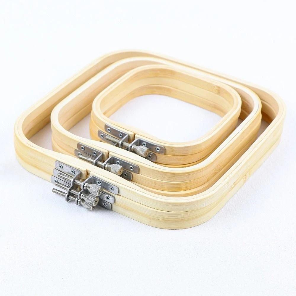 Adjustable Square Embroidery Hoop Set Bamboo Wood Square Shape Cross Stitch Hoop Reusable DIY Project Embroidery Frame