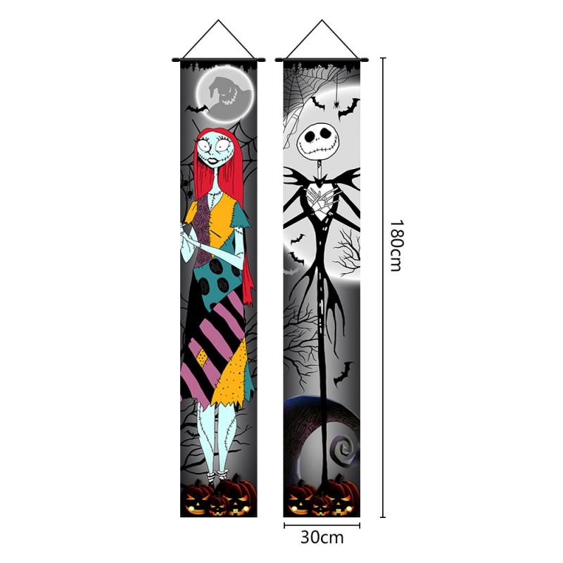 Halloween Lighted Porch Signs Banners Decorations Indoor Dia De Los Muertos Day of The Dead Outdoor Wall Door Couplet Decor