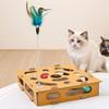 Кошачья пилка для ногтей Коробка для обогащения Интерактивная деревянная когтеточка с шариками Коробка с игрушками для кошек для домашних котят для тренировки от скуки для жизни