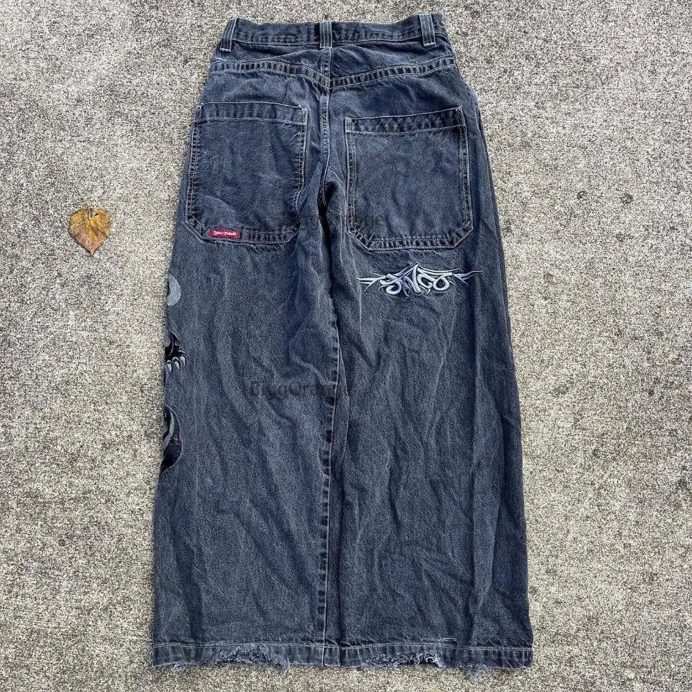 Джинсы ZYLLO Baggy Y2K Одежда Мужская Женская Харадзюку Хип-хоп Вышитые Винтажные Синие Джинсы Мешковатые Низкая Посадка Широкие Штанины