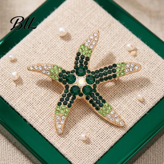 Starfish Brooch Pins Vintage Rhinestone Brooch, Ocean Metal Lapel Pin, Sea Animal Jewelry for Suit Dress Coat Scarf Clothing Embellishment Pin