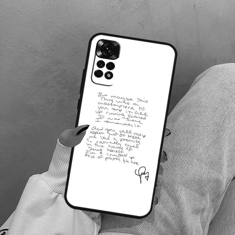 Текст песни All Too Well Для чехла-крышки Xiaomi Redmi Note 14 10 11 12 13 15 Pro Plus Для Redmi 15 15C 14C 10C 12C 13C