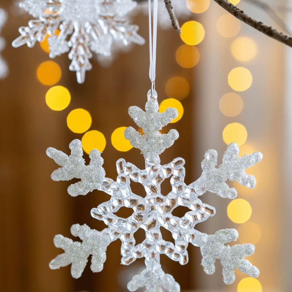 Акриловое Искусственное Украшение Снежинка Подвеска для Подвешивания на Рождественскую Елку Веселое Рождественское Украшение