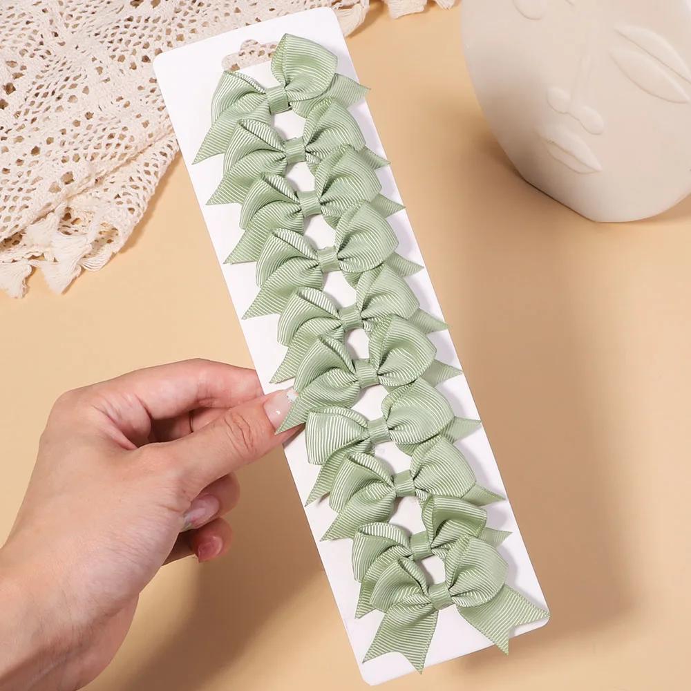 10 шт./набор однотонных репсовых лент, заколки для волос для детей, банты, заколки для волос, бутик, ручная работа, головные уборы, аксессуары для волос для девочек и младенцев