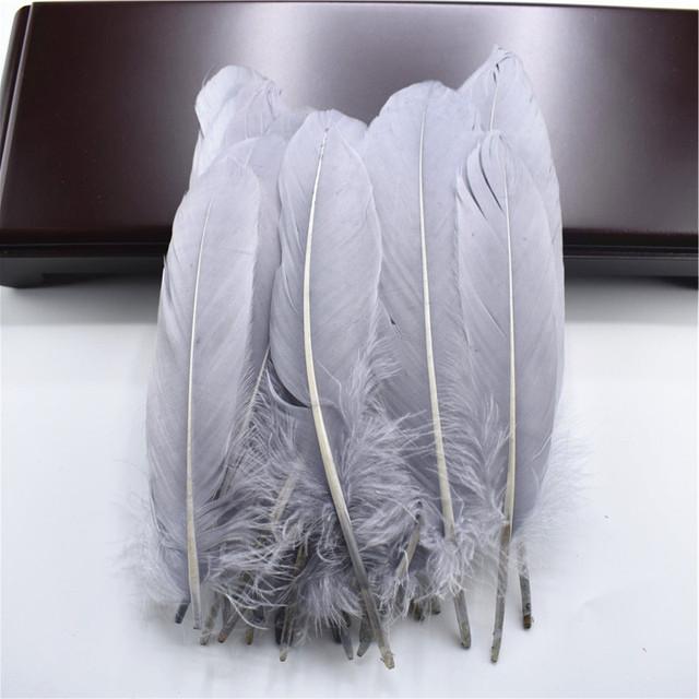 100pcs /Lot Colorful Hard Stick Natural Goose Feathers For Needlework Crafts Feather Handicraft Decor Wedding Accessories Plumes