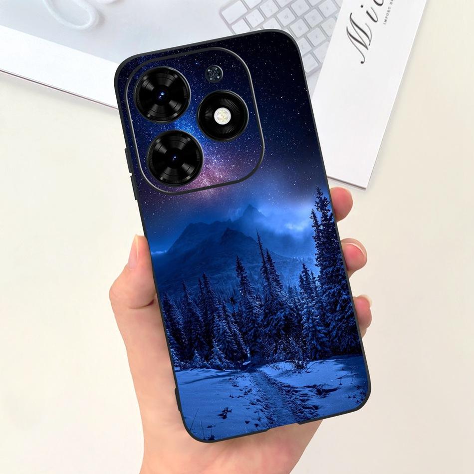 Чехол для Tecno Spark Go 2024 Милый Цветочный Узор Сердечки Конфетный Цвет Мягкий Силикон Тонкая Задняя Крышка Телефона Для Spark Go (2024) BG6