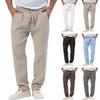 Мужские осенние повседневные длинные брюки с эластичной резинкой на талии и карманами для бега, однотонные дышащие брюки для фитнеса