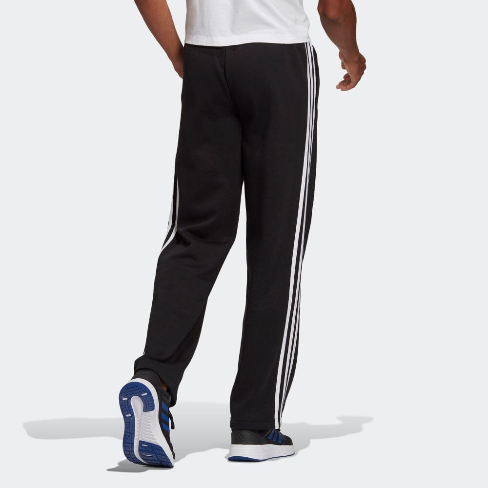 adidas Флисовые брюки Essentials Open Hem с тремя полосками, черные, мужские, уличная одежда GK9267