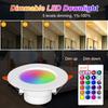 Светодиодный светильник RGB, 10 Вт, встраиваемые потолочные прожекторы, AC 110 В, 220 В, регулируемая внутренняя лампа, ИК-пульт дистанционного управления с функцией памяти