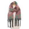 Female Warm Shawl Autumn Winter Thick Love Wave Print Scarf Tassel