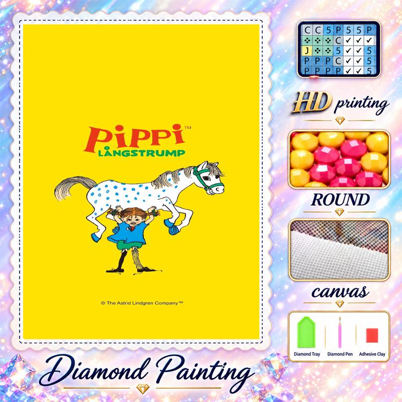 Pippi Longstocking Diamond Painting Kit 5D Full Drill DIY Diamond Mosaic Wall Art Home Decor