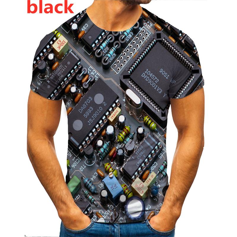 Забавные схемы процессора, футболки, мужская одежда, крутой дизайн, 3D электронный чип, материнская плата, футболка с принтом