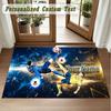 Crystal Velvet Square Rug Custom NameCristiano Ronaldo Pattern Non Slip Home Floor Decor Rug