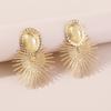 Personality Gold Copper Color Alloy Big Dangling Earrings Women's Street Photoshoot Fashion Exaggerated Ear Zircon Accessories