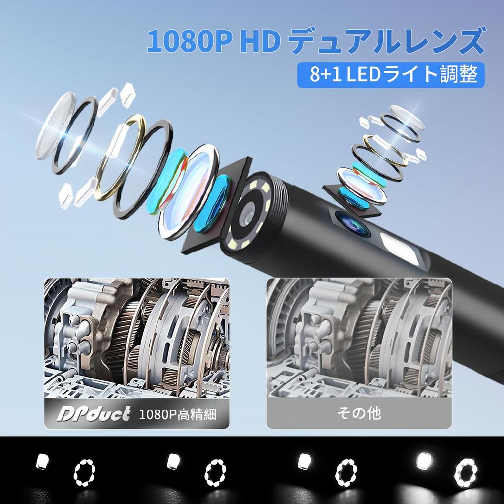 Выпуск 5-дюймовой IPS DPduct Fiberscope Dual Lens Ultra Thin Endoscope Camera 1080P Оснащен 5-дюймовым большим экраном с 9 светодиодами IP67