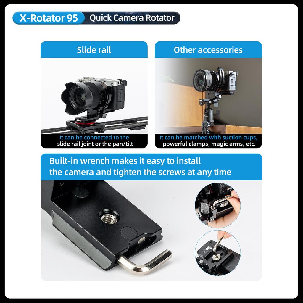 Fotopro Camera Vertical Bracket Tripod Mount Ring Lens Mount Rotation Collar Mount Plate for DSLR SLR Compatible with Arca Type For Lens 1/4 84.8mm